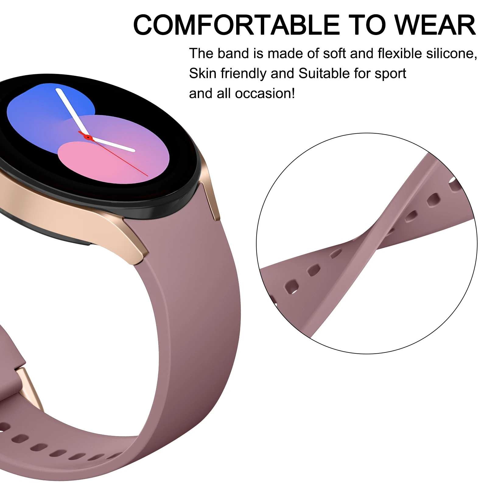 4Pack No Gaps Silicone Strap For Samsung Galaxy Watch 4 5 6 40mm 44mm/4 6 Classic 42mm 46mm 43mm 47mm/5 Pro 45mm Band Bracelet