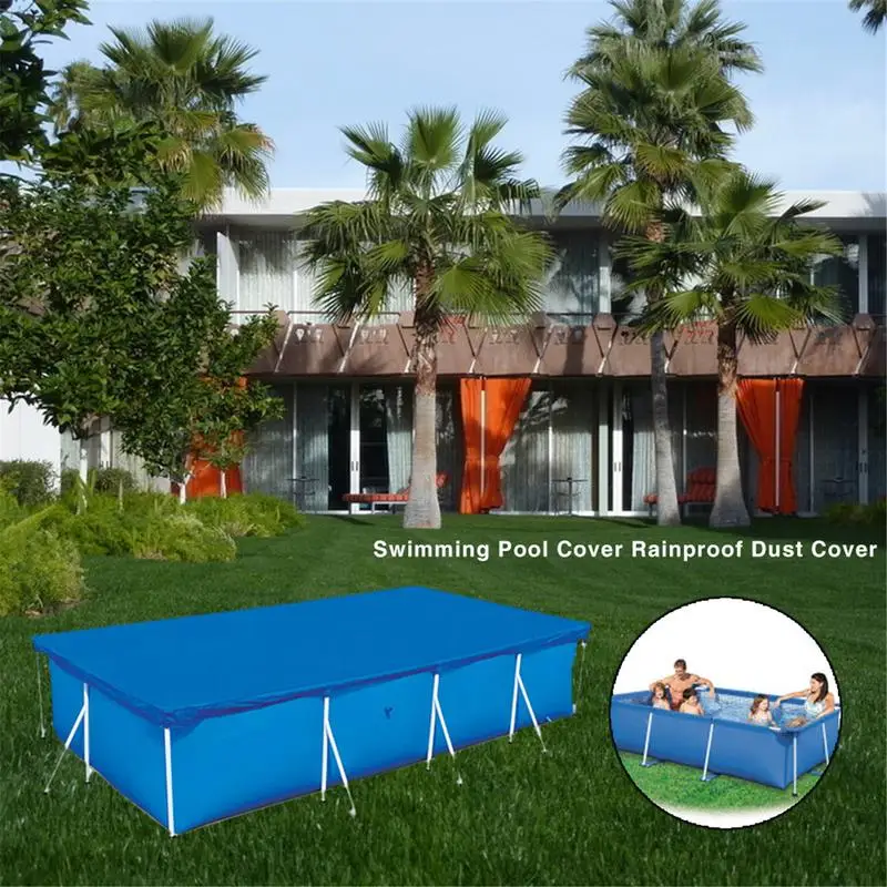 Rectangular Swimming Pool Cover Solar Summer Pool Tub Rainproof Dust Cover Outdoor PE Bubble Film Blanket Accessory Pool Covers