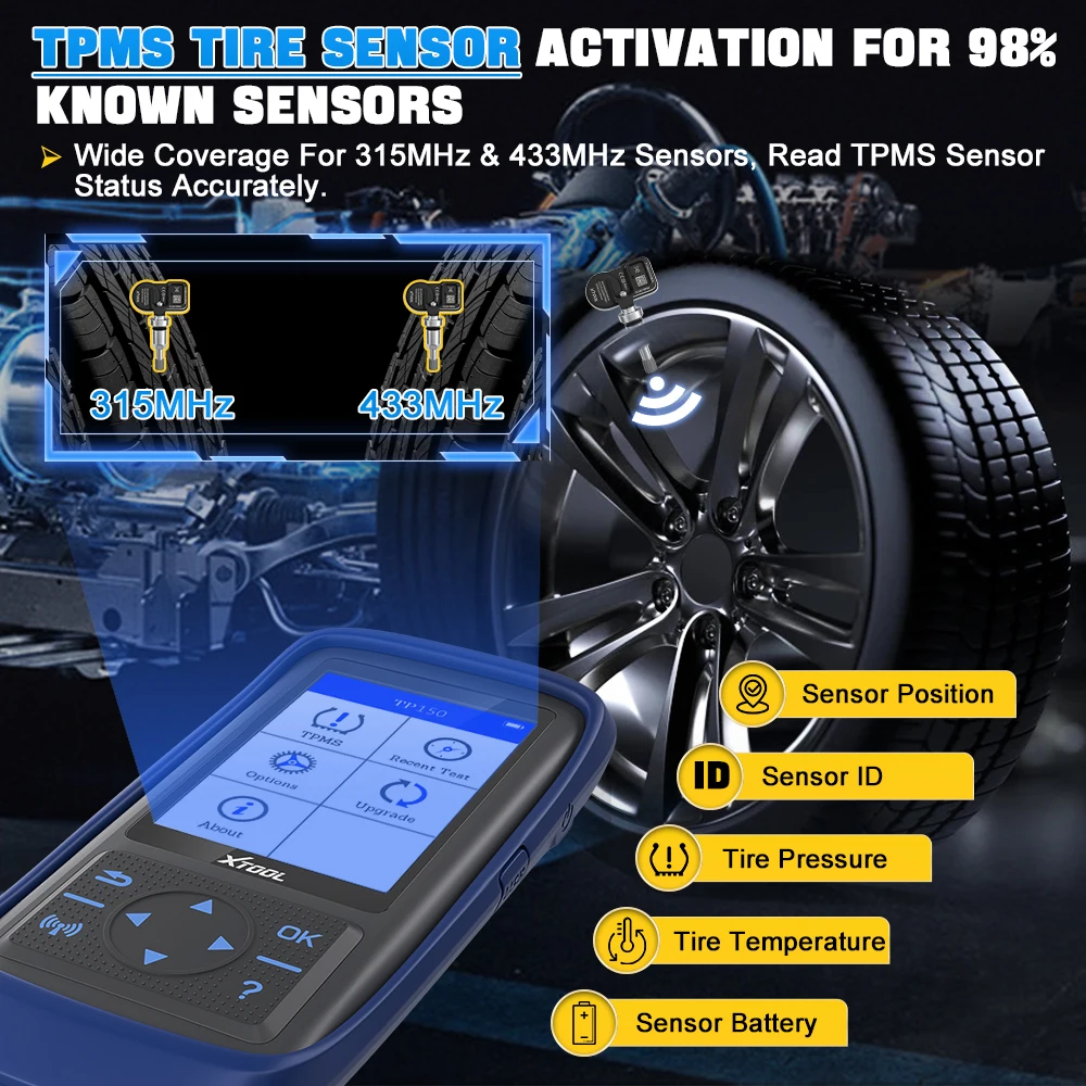 XTOOL TP150 WIFI TPMS Programming Diagnostic Tool Activate All Sensor Work On 315 433MHz Tire Pressure Monitor Read Clear DTCs