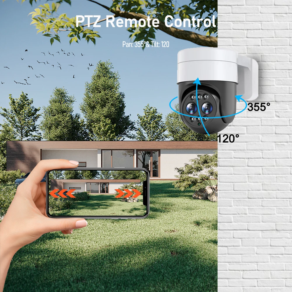 8MP Binocular Wifi Survalance Camera 2K FHD Outdoor Dual Lens 8x Zoom IP Cam Auto Tracking CCTV Work with NVR Support FTP CamHi