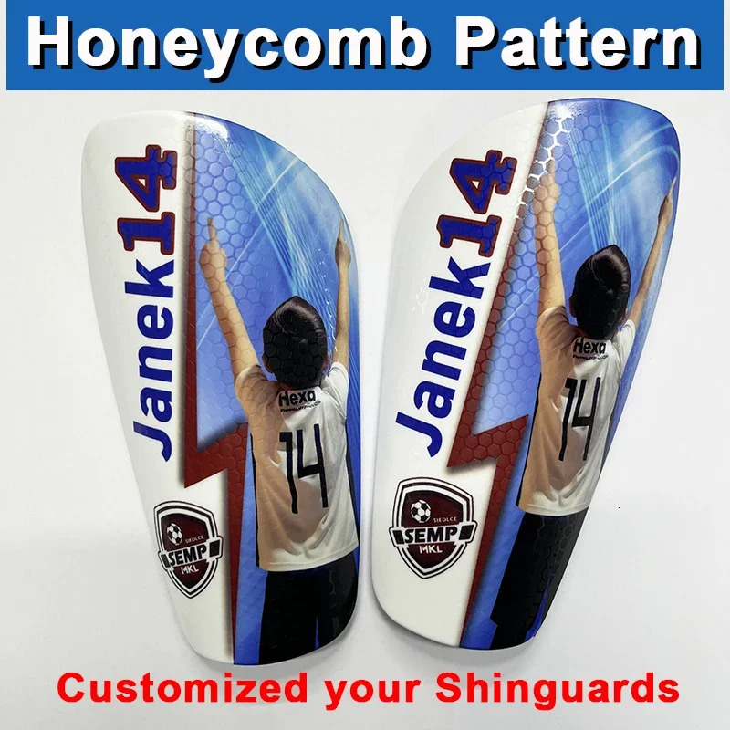 Customized Personalized Shin Guard Honeycomb Texture Soccer Shin Pad Leg Support Football Shinguard Adult Teens Kids Gift 240322