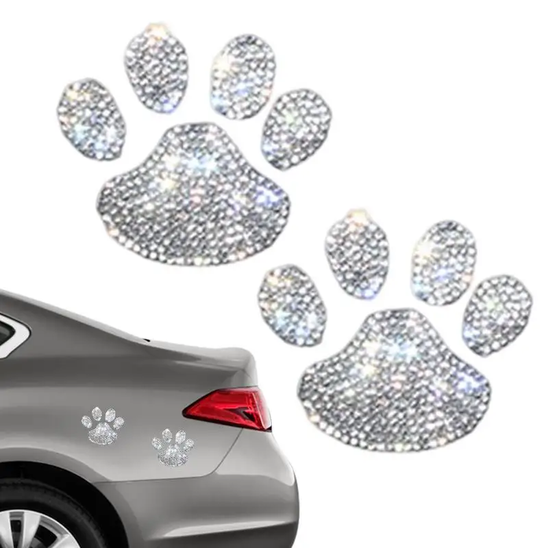 New Crystal new Dog Paw Print 2025 Car Stickers Bling Rhinestone Paw Decals Car Window Decor Sticker Auto Exterior Decor Car Accessories