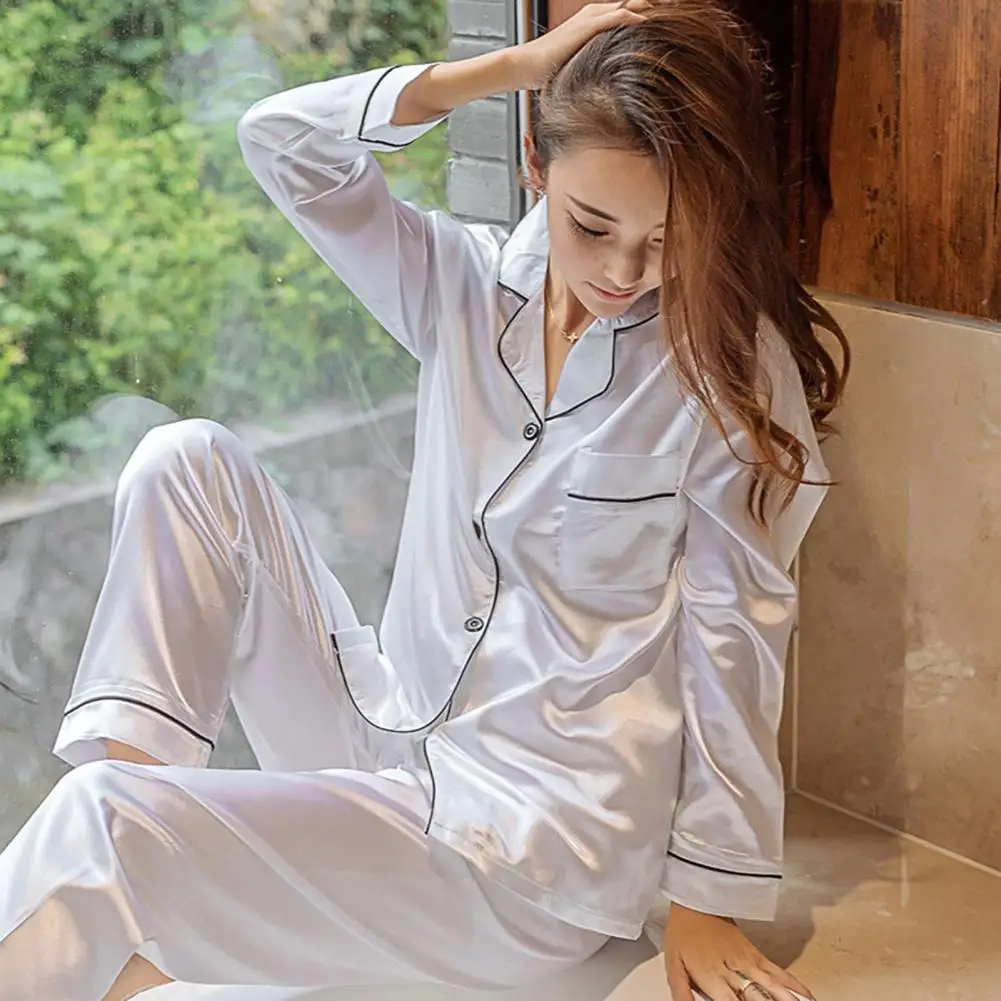 Sleepwear Nightwear Womens Silk Satin Pamas Pyjamas Set 2025 Sleepwear Pijama Pamas Suit Female Sleep 2pcs/set new Women's Loungewear