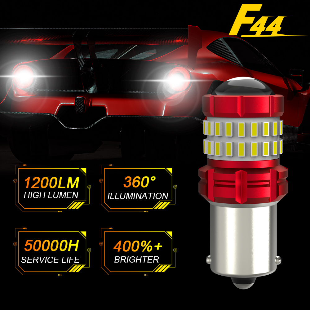 BMTxms 2Pcs 1156 P21W LED BA15S T20 W21/5W 7443 For LADA DRL P21/5W P27/5W Car Brake Stop Light 7440 BAY15D W21W 1157 Red White