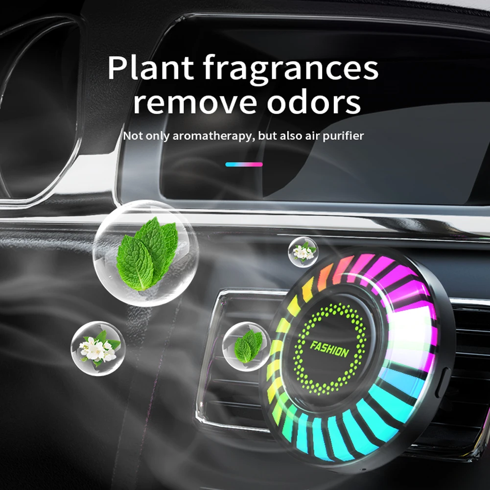 Air Freshener RGB Auto Perfume Diffuser 256 Colors Car Fragrance Machine App Control Music LED Light Strip 24LED Type C Charging