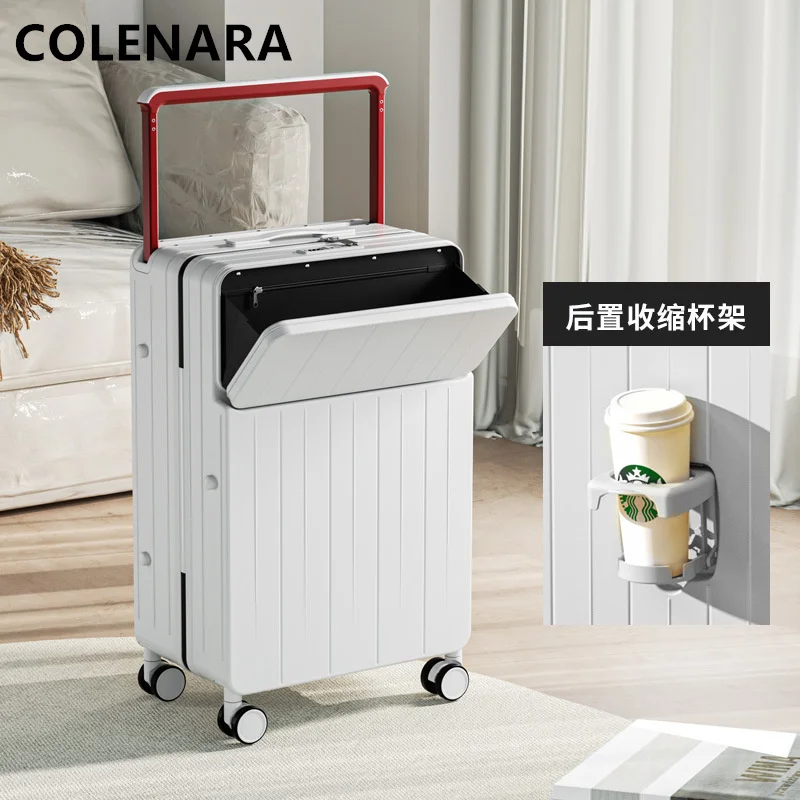 COLENARA 20"22"24"26 Inch The New Luggage Multifunctional Front Open Trolley Case Men's Boarding Box Large Capacity Suitcase
