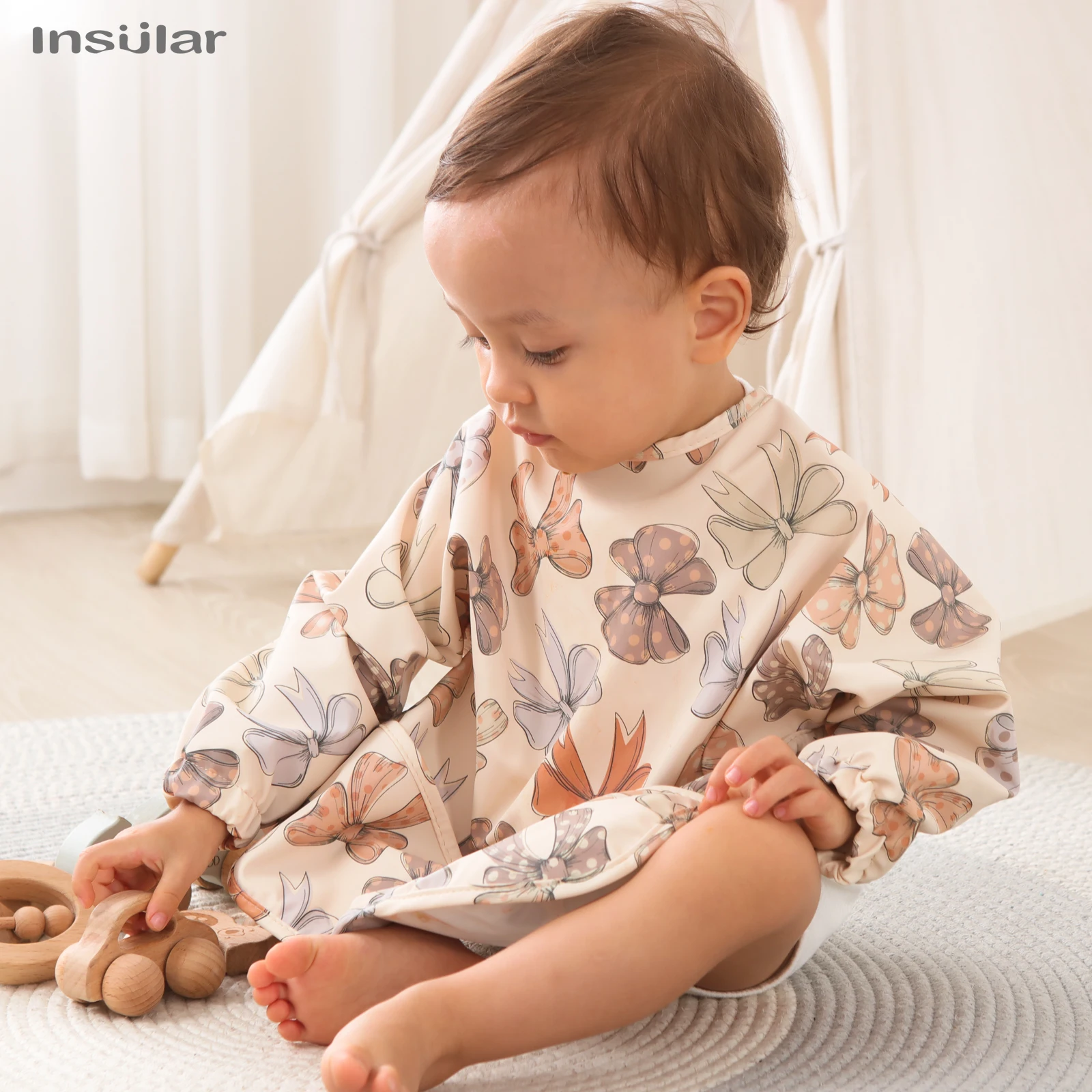 New Baby s Soft Waterproof Bib Kid Long Sleeves Adjustable Feeding Cloth Little Boy Girl Painting Child Meal Eating Apron