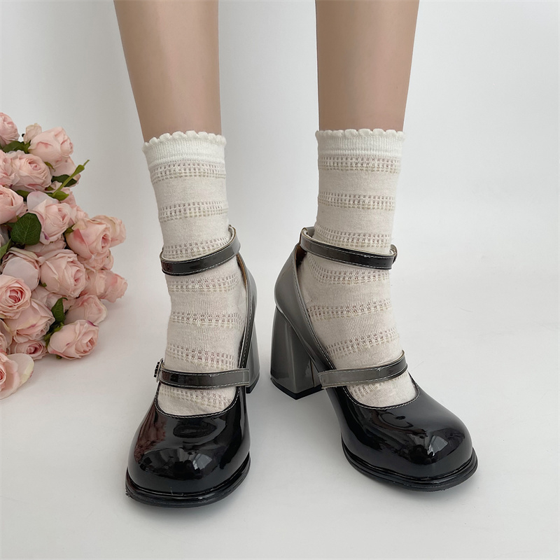 Patent Y2K Leather High Heels Pumps Women 2023 Autumn New Ankle Straps Pink Lolita Woman Cute Thick Heeled Mary Janes Shoes 4c96
