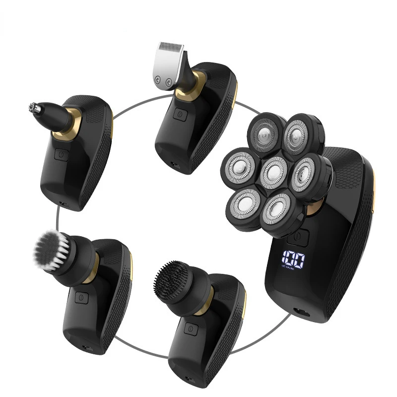 Bald Head Shaver 5 in 1 Multifunctional Electric new Razor Head Shaving for Bald Men LED Display Cleansing Brush Nose 2025 Hair trimmer