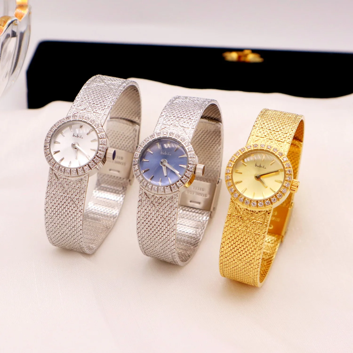 Vintage 2023 Women's Watch Diamond Retro Luxury Elegant Gifts Brass Band 24K Gold Plated High Quality Quartz