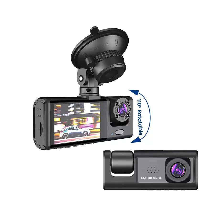 3 Channel new Car DVR HD 1080P 3-Lens Inside Vehicle Dash CamThree Way Camera DVRs 2025 Recorder Video Registrator Dashcam Camcorder