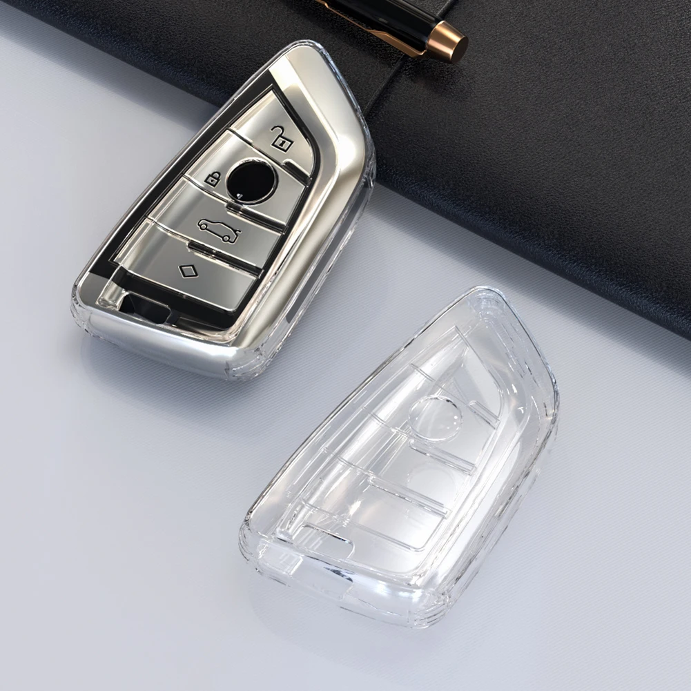 1PCS TPU Transparent Car Key Case Cover Holder Shell For BMW F20 G20 G30 X1 G05 X6 X7 Auto Accessories Holder Shell Keychain