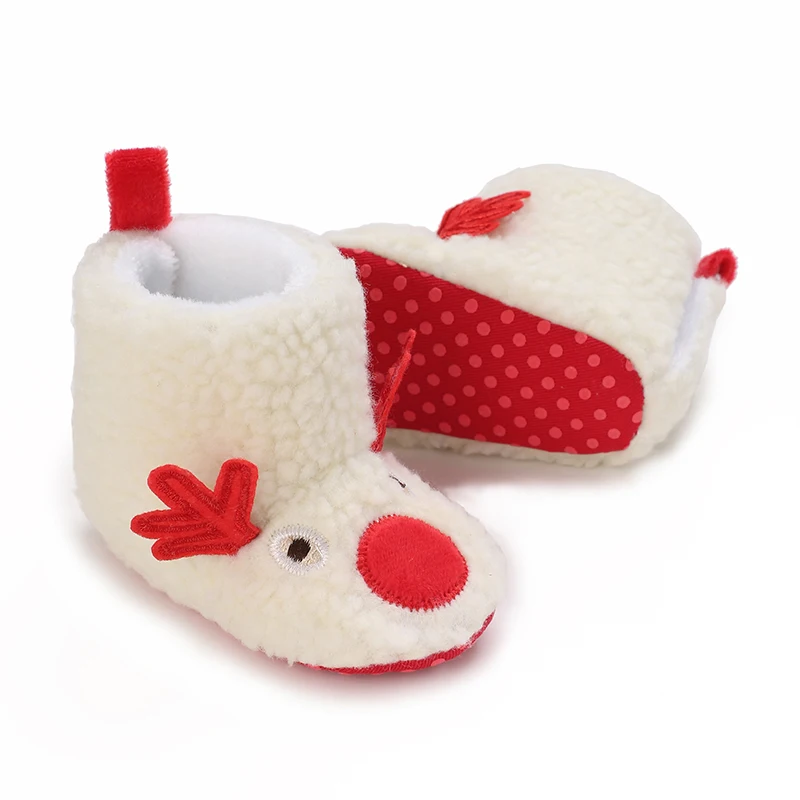 Baby Shoes for Winter Christmas Infant Shoes Cute Santa for Boys and Girls 11CM/12CM/13CM 0-12 Months Warm Lining Inside Soft