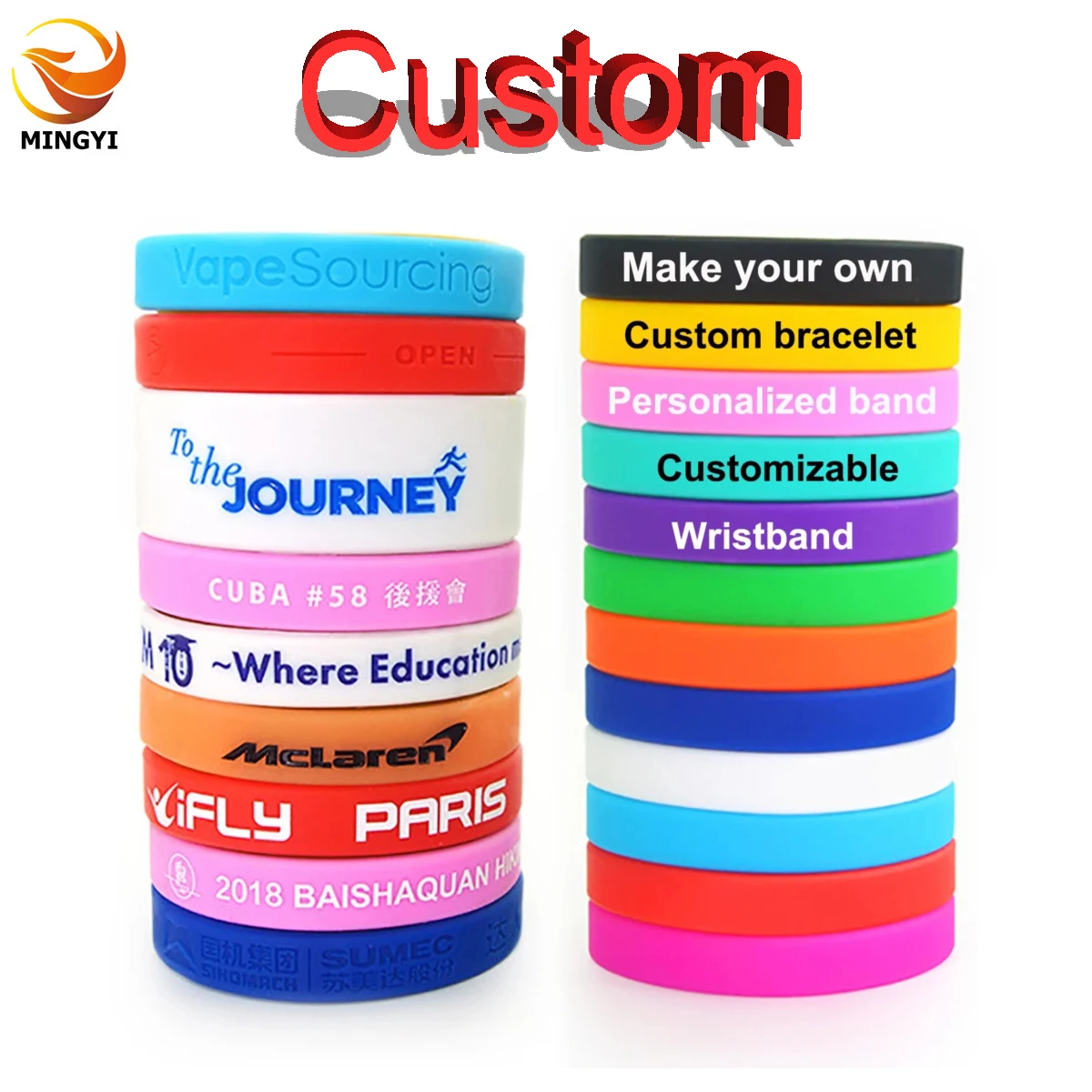 100PCS Customized Silicone Bracelets Custom Wristband 2025 Personalized Band new with Text For Game, Events