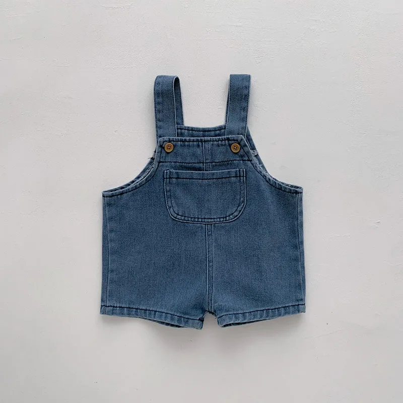 CEL 2024 Summer Toddler Baby Clothing Set 2025 Girls T-shirt Suit Infant Solid new Tee and Denim Overall Shorts Boys Outfit