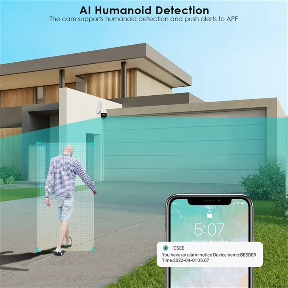 WiFi IP Camera 8MP Dual Lens 2.8mm -12mm 8X Zoom 4K PTZ Outdoor AI Human Tracking CCTV Audio Home Security Surveillance Camera