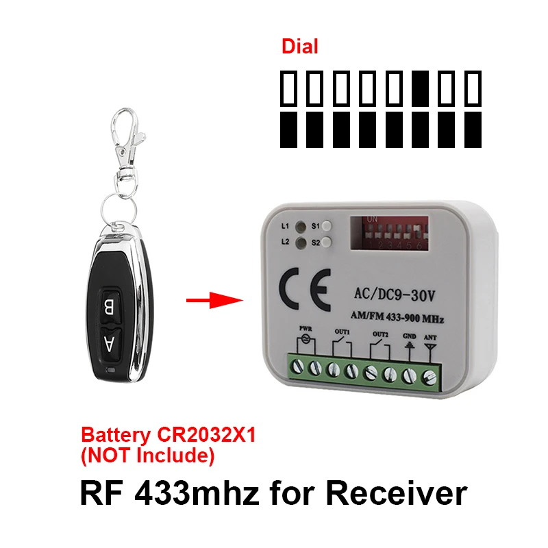 Door Universal Remote Garage Control Receiver 2 CH Controller Switch For 433 868 MHz Transmitter RX Multi Frequency 300-900MHz smile