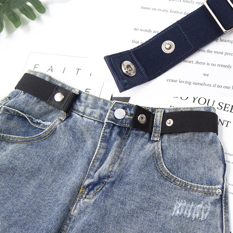 Elastic Belt Without new Buckle Canvas Women Buckle Free Belt Ladies Jeans Pants Waist Lazy Belt Stretch No 2025 Buckle Invisible Belt