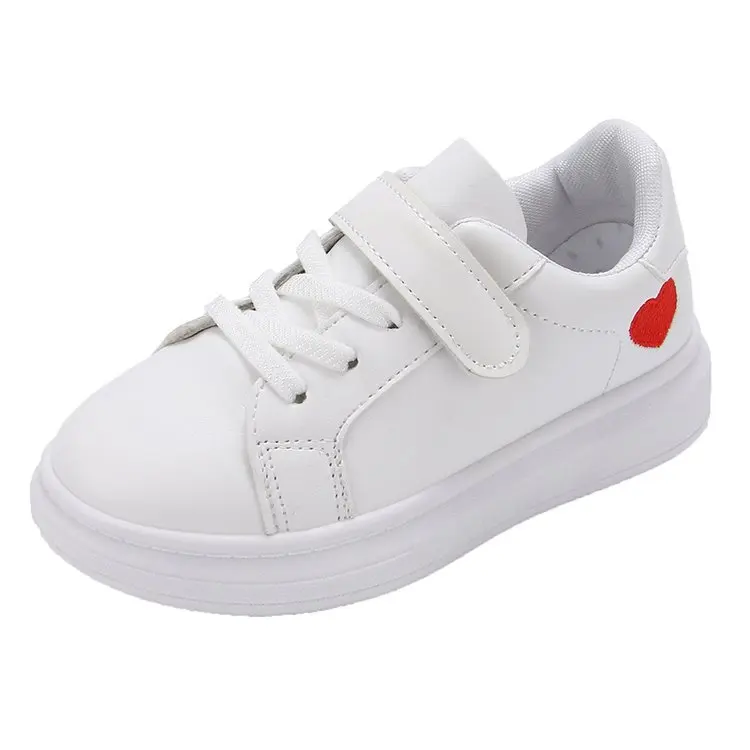Sneakers Children Love Style Solid White Casual 2025 Shoes for Girls Flat new Sports Running Shoes Kids Students School Board Shoes 3-12Y
