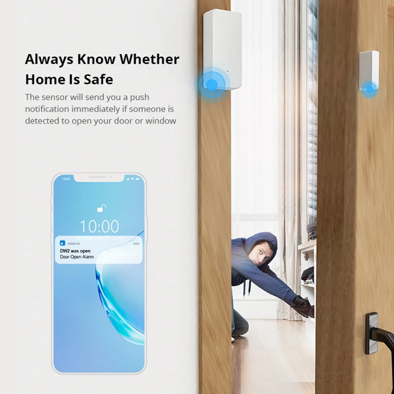 SONOFF DW2 WiFi/ DW2-RF Smart Door Window Sensor Door Open/Closed Detectors eWeLink Smart Home Alarm Work With Alexa Google Home