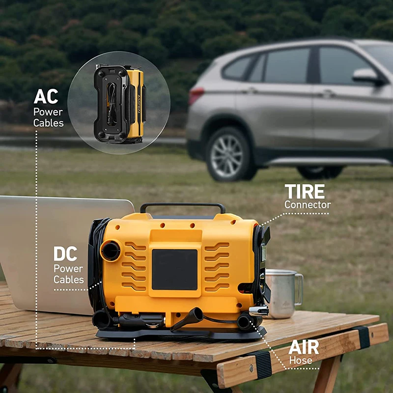 EAFC Car Air Pump 110V-230V AC/DC Car Electric Tire Multifunctional Double Cylinder High Power Air Compressor Car Inflator Tool