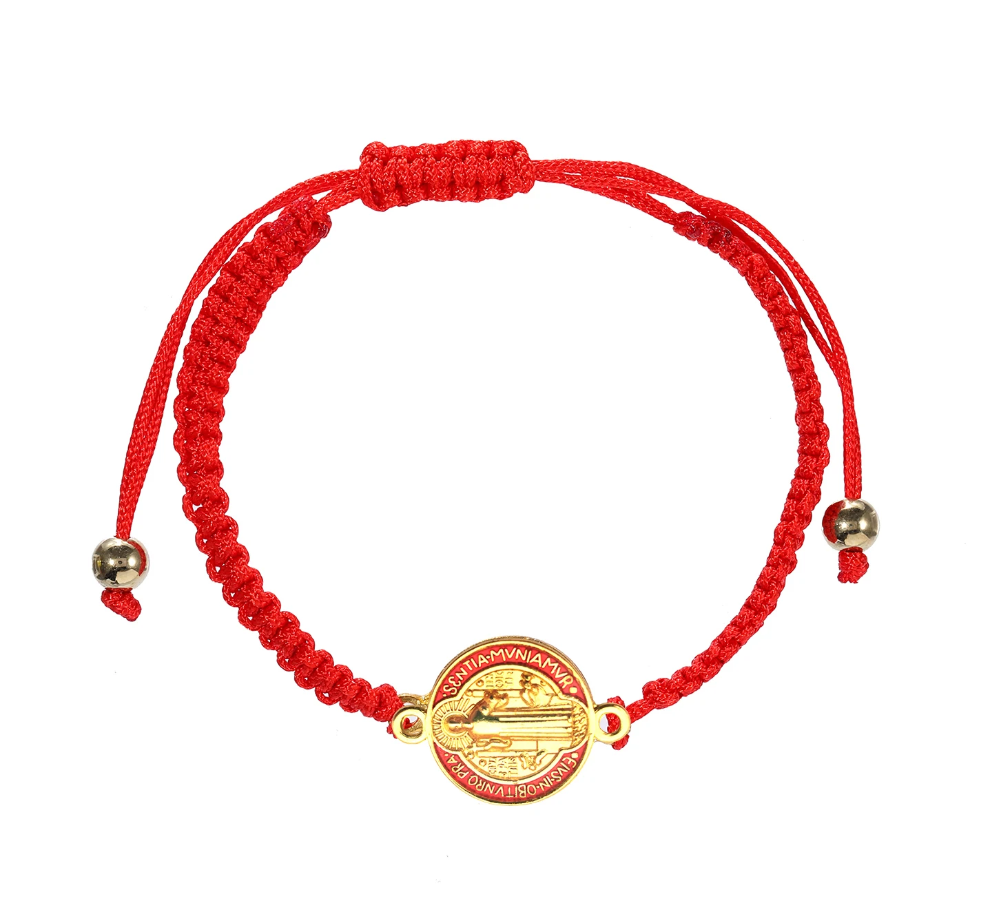 1PC Multi Colored Thread Cristal Beads Saint Benedict Pulsera De San Benito Adjustable Bracelet Prayer Gift for Women Men Girls