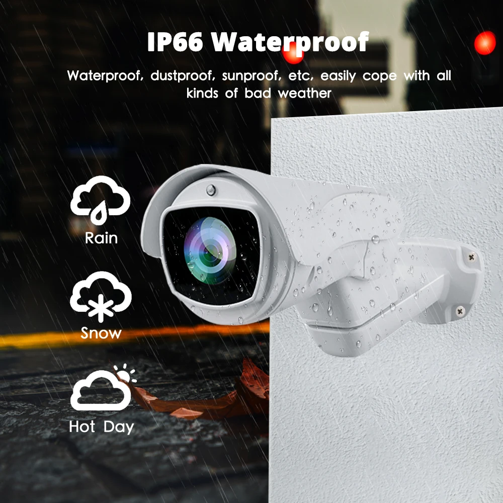 Outdoor PoE PTZ Bullet IP Camera 5MP 8MP 4K HD 10x Optical Zoom CCTV Security Waterproof 330ft Laser IR Surveillance XMEYE