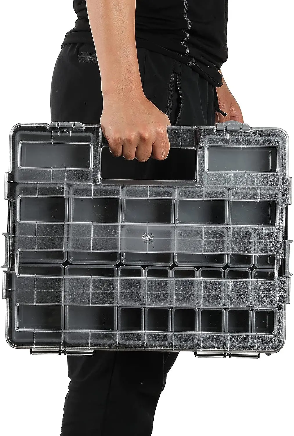 Stackable toolbox parts multiple grid plastic accessory tool box for hardware parts screws sorting accessories storage tool case