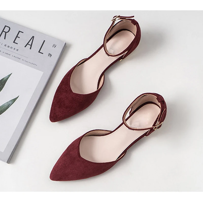 YAERNI New single women shoes woman spring pumps summer pointed hollow sandals word belt fairy shoes black work shoes girl