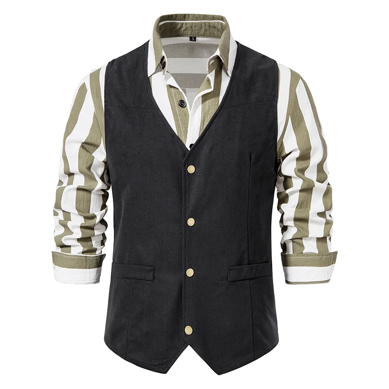 West Cowboy new Vest Male Medieval Retro Vest 2025 for Men Black Khaki Dark brown Men's vest