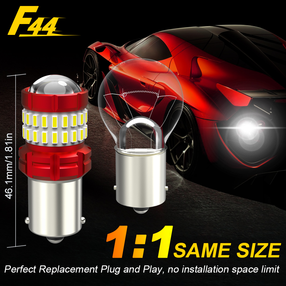 BMTxms 2Pcs 1156 P21W LED BA15S T20 W21/5W 7443 For LADA DRL P21/5W P27/5W Car Brake Stop Light 7440 BAY15D W21W 1157 Red White