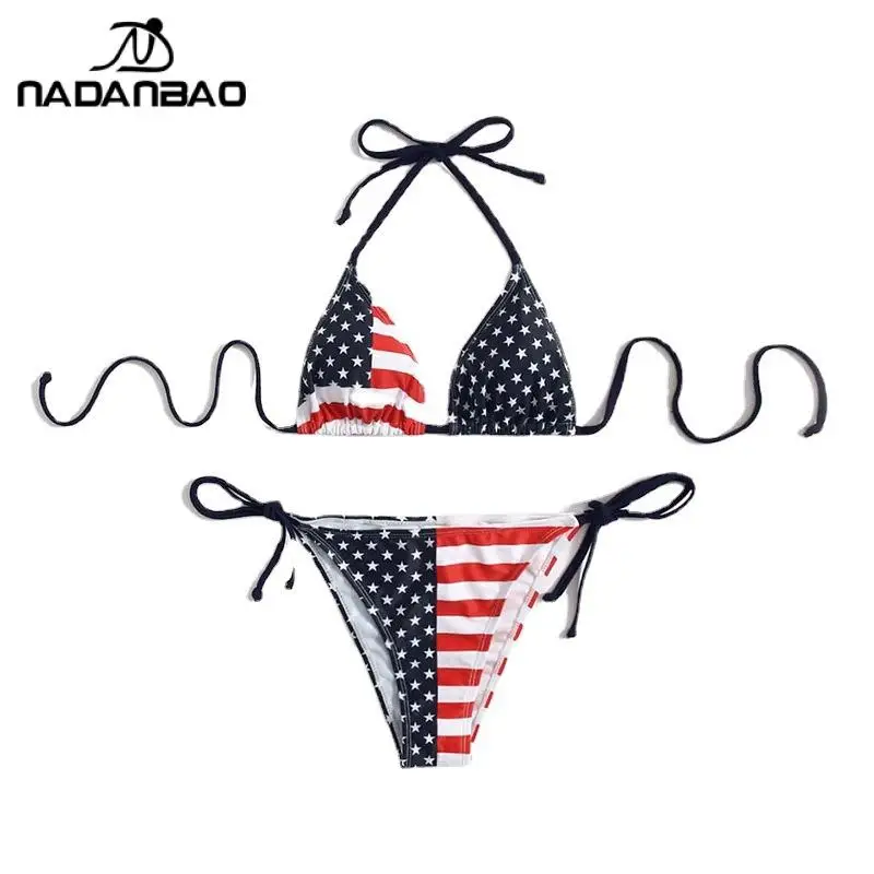 2023 Bikinis Mujer Women Bikinis Swimwear 2025 Beach Wear new American Flag Bikini 3D Printed Sexy Swimsuit Bathing Suits