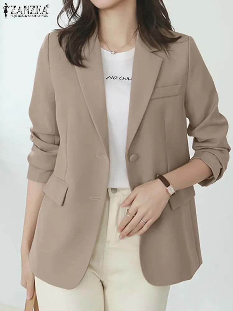 2023 Spring Women's new Blazer Suits Casual Solid Single 2025 Breaste Coat Jacket ZANZEA Stylish Female Chic Outwear Long Sleeved Tops