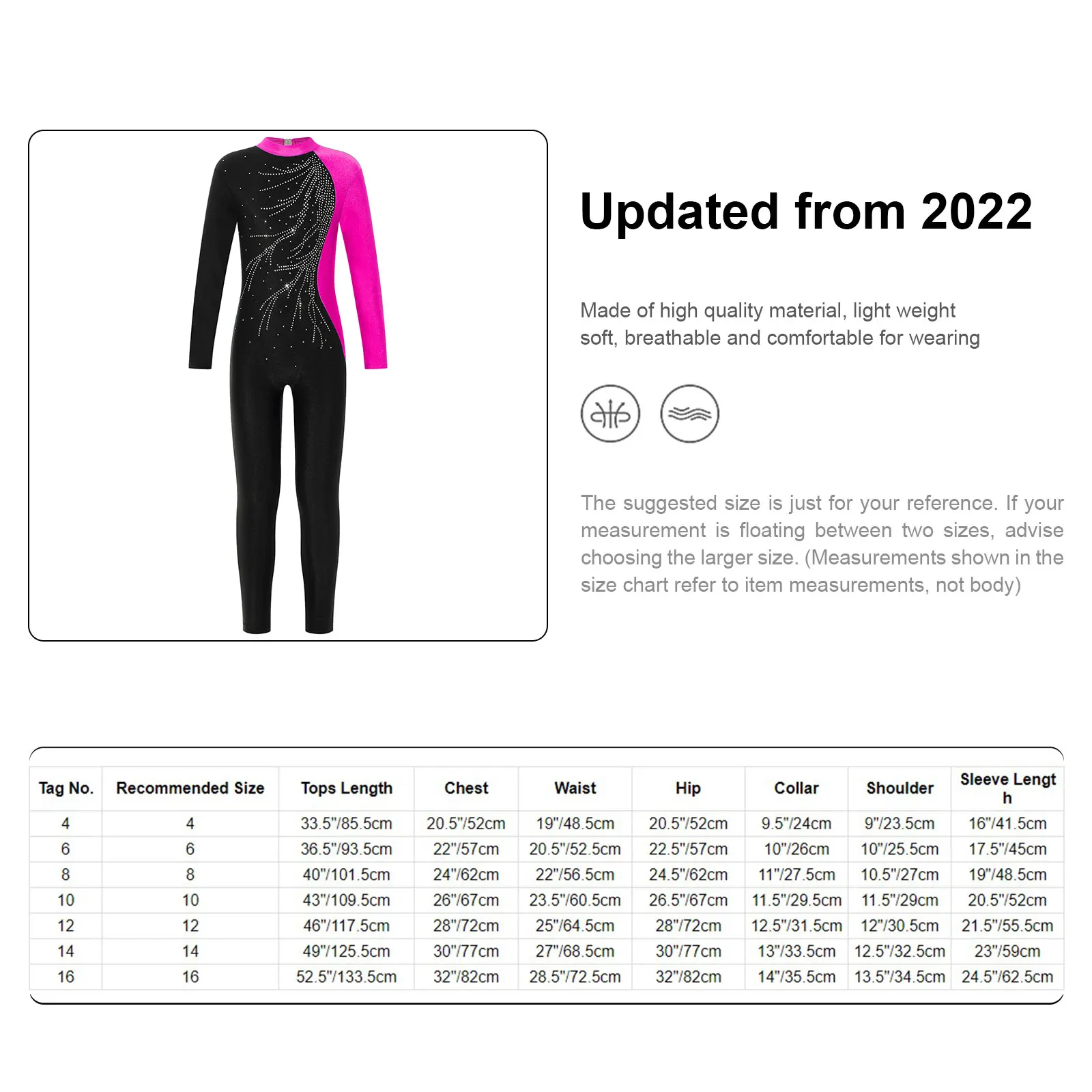 Kids Girls Long Sleeve Shiny Rhinestone Gymnastics Jumpsuit Ballet Dance Unitards Leotard Skating Dancing Tumbling Bodysuits