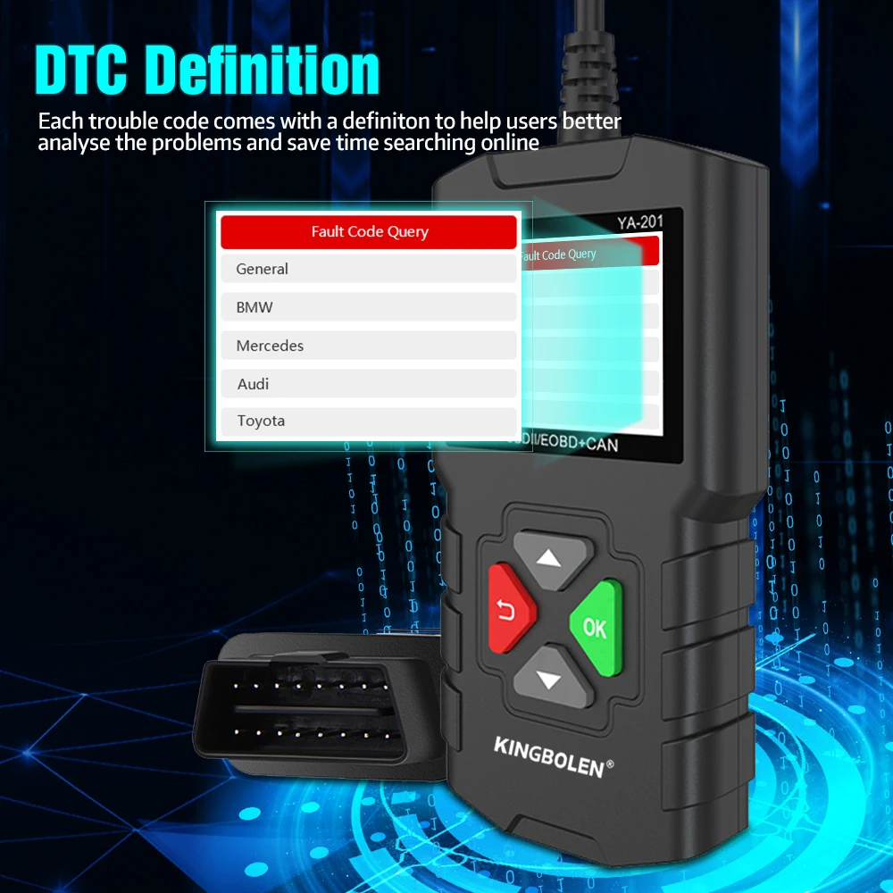 YA201 Car OBD2 EOBD new Code Reader Professional Auto Scanner for Engine Check YA-101 Car Diagnostic Tools for 2025 KING-BOLEN PK CR3001