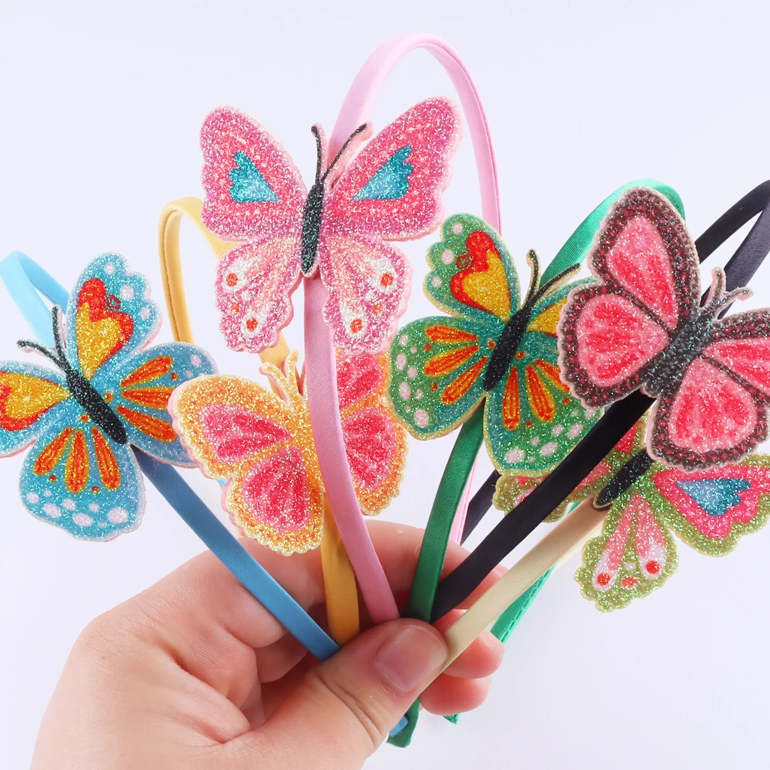 1/2pcs Glitter Butterfly Fascinator Headbands for Girls Teens Kids Child Hairbands Party Costume Performance Hair Accessories