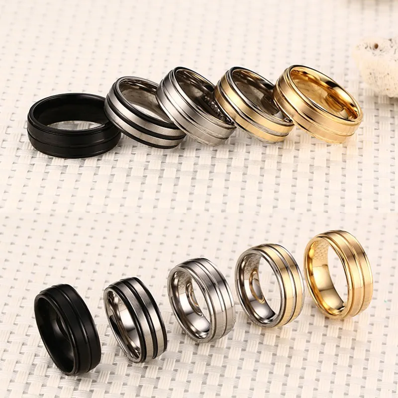 Vnox 8mm Black Men Ring new Titanium Carbide 2025 Casual Men's Jewelry Wedding Bands Classic Boyfriend Gift