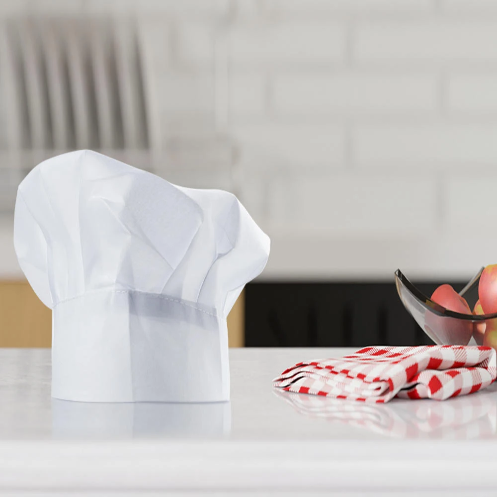 1/12Pcs Kids Chef Hat Kitchen Baker Elastic Hat Cook 2025 Plain Hats Restaurant Cosplay Costumes Children new Waiter Cooking Costume Cap