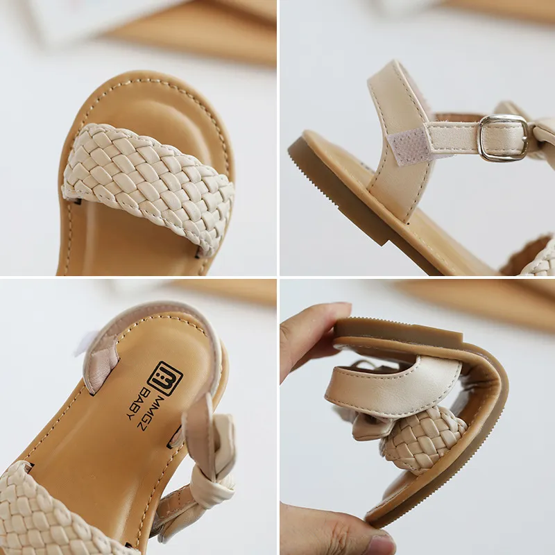 Summer 2025 Girls Sandals Cute new Bow Ittle Girl Shoes Soft Bottom Infant Kids Beach Sandals SMG248