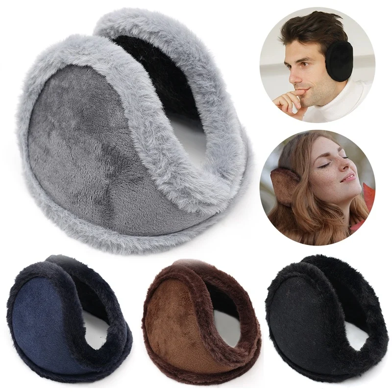 Soft Simple Men Winter Fleece Plush Warmer Earmuff Ear Muffs Cover Earwarmers Outdoor Windproof Wear Unisex Women Solid Earmuffs smile