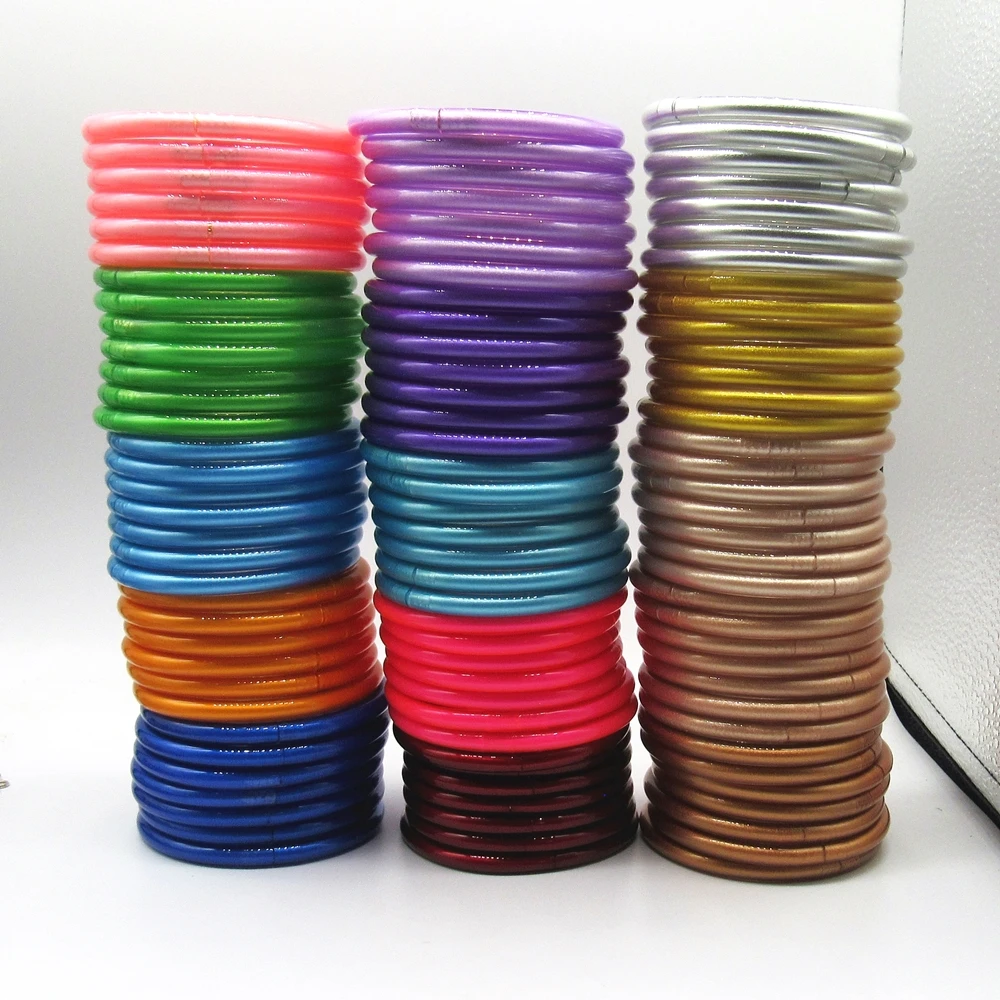 22 Colors Tibetan Buddha Girl Bracelet Bangle Thailand Monk Mantra Buddhist Bracelet Jelly Bangle Friendship Bracelet 7Pcs/Set