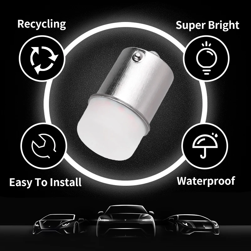 10PCS BA15S P21W 1156 1157 LED Bulb Flashing Turn Signal Light White Super Bright Car Reverse Brake Parking Lamp