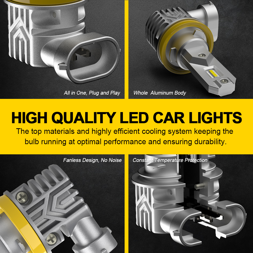 BMTxms 2Pcs Canbus H9 H16JP H8 H11 LED 9005 9006 Led Headlight HB3 HB4 9145 H10 LED DRL Fog Lights 6000K 3000K Dual Color Diode
