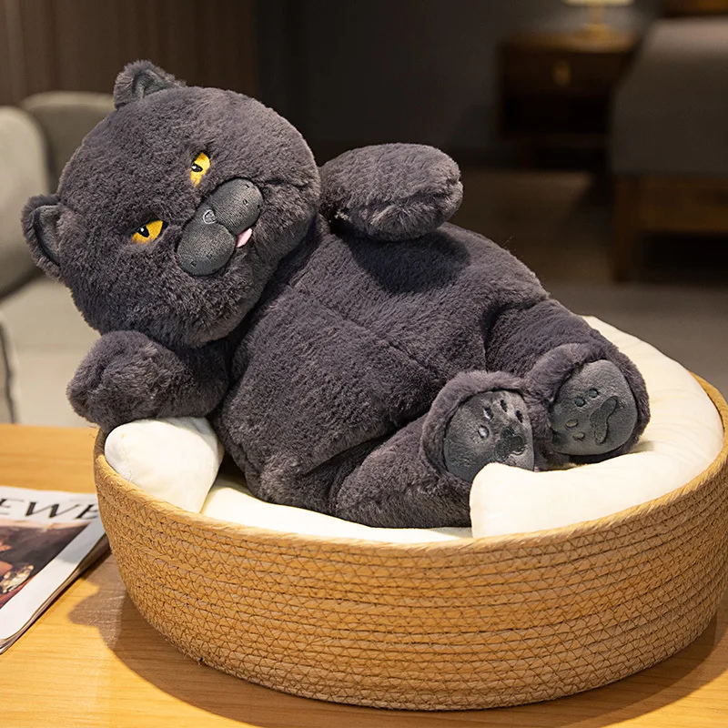 Fat Cat 2025 Plush Stuffed Animals Toy Lifelike Black Cat Toy for Boys and new Girls Children Xmas Birthday Gift