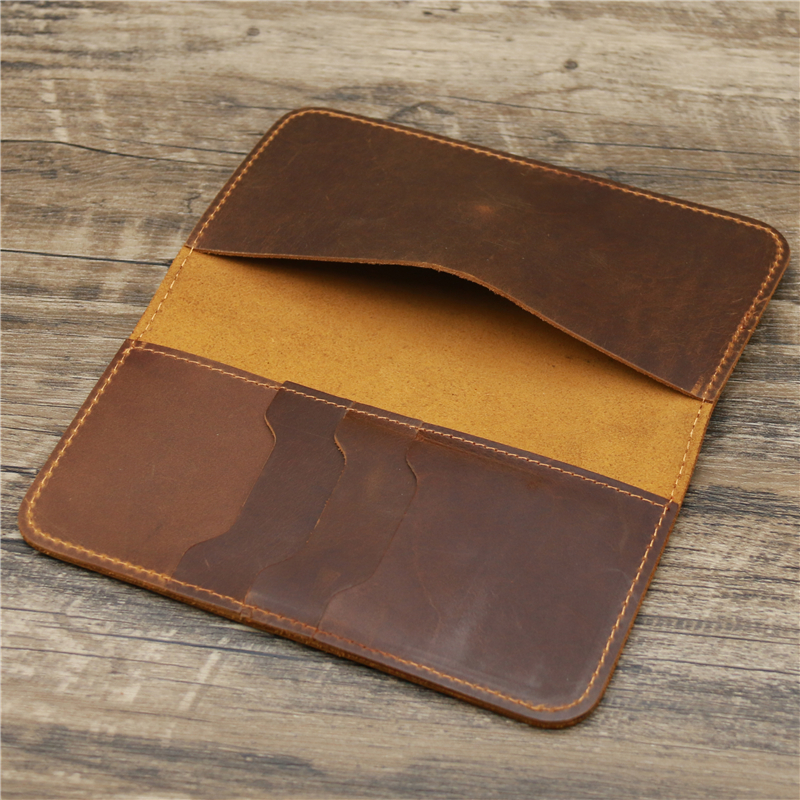 Retro Crazy Horse Leather Men's Wallet First Layer Leather Large Capacity Clutch Leather Long Wallet Handmade wallet