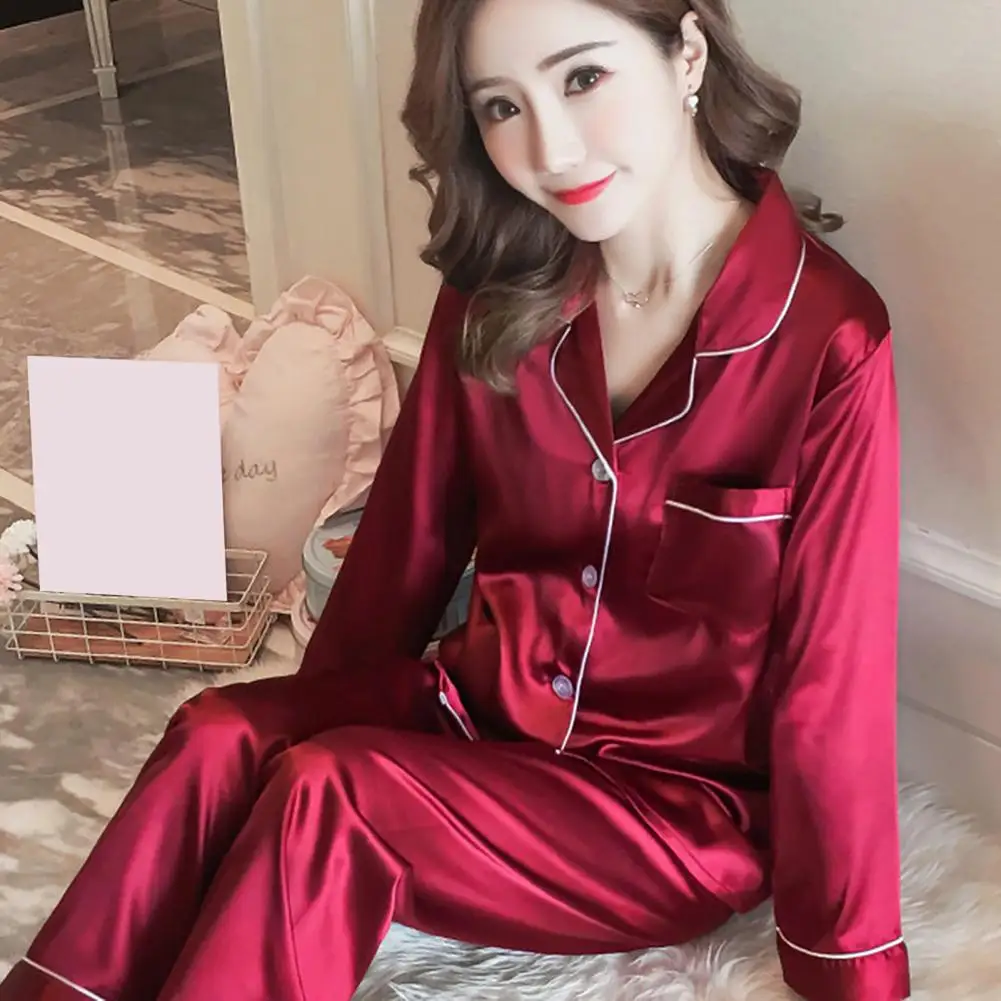 Sleepwear Nightwear Womens Silk Satin Pamas Pyjamas Set 2025 Sleepwear Pijama Pamas Suit Female Sleep 2pcs/set new Women's Loungewear