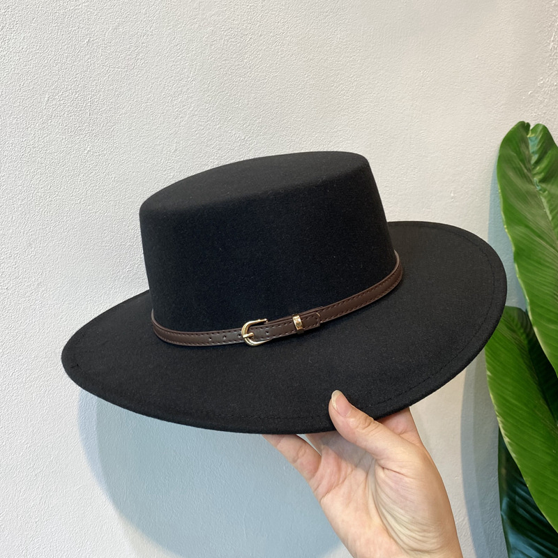 Women Fedora Chic Belt Buckle Decorated Flap Brim new Felt 2025 Hat Retro British Jazz Winter Autumn Wool Warm Boater Cap gorra