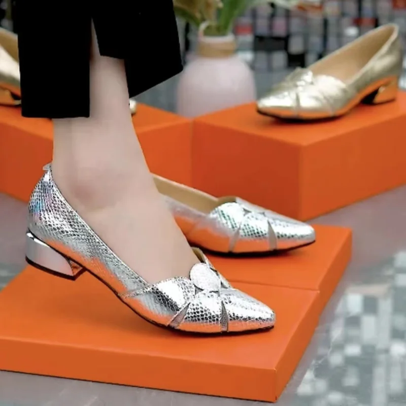 2025 2023 New Shoes Female Solid Pointed Toe Women's new Pumps Summer Office & Career Sandals Woman Square Heel Ladies Shoe Zapatos Mujer