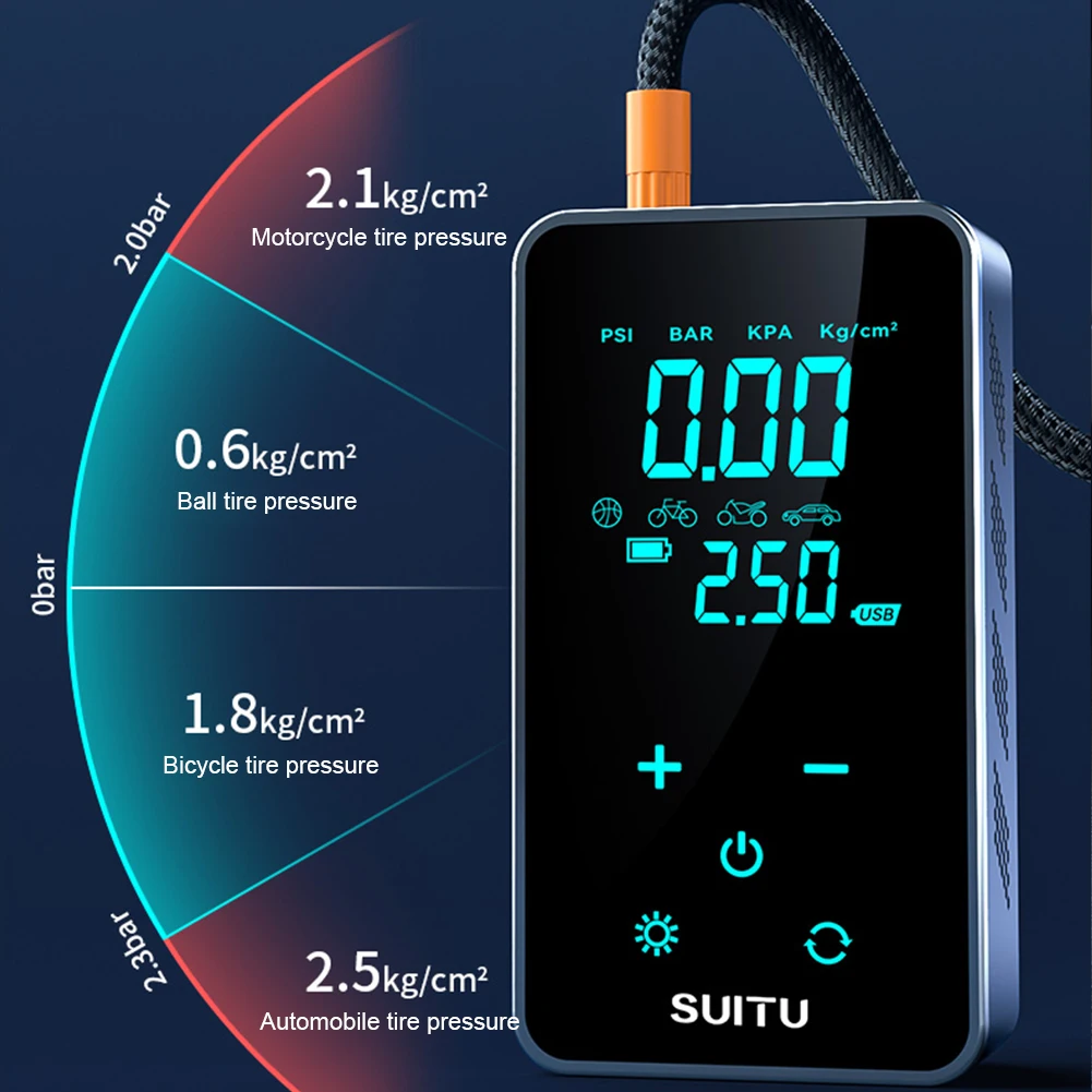Digital Air Compressor 150PSI Electric Air Pump Portable Car Tyre Inflator Mini Touch Screen Tire Inflator For Car Motorcycle