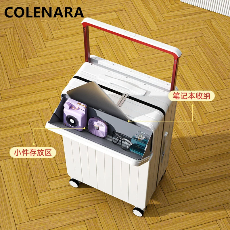 COLENARA 20"22"24"26 Inch The New Luggage Multifunctional Front Open Trolley Case Men's Boarding Box Large Capacity Suitcase